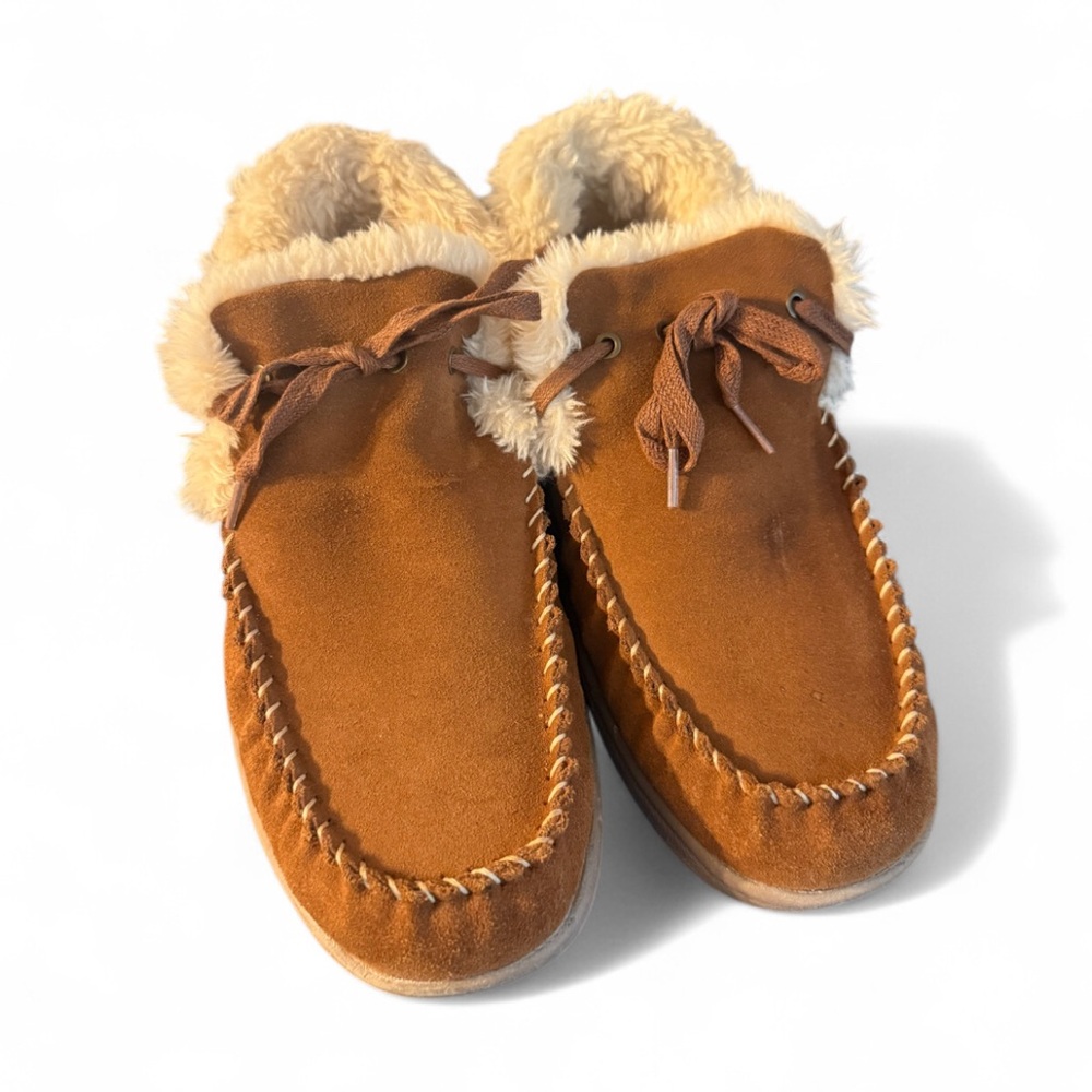 Orthofeet Tuscany Mens 10M Brown Suede Orthopedic Faux Fur Casual Moccasins